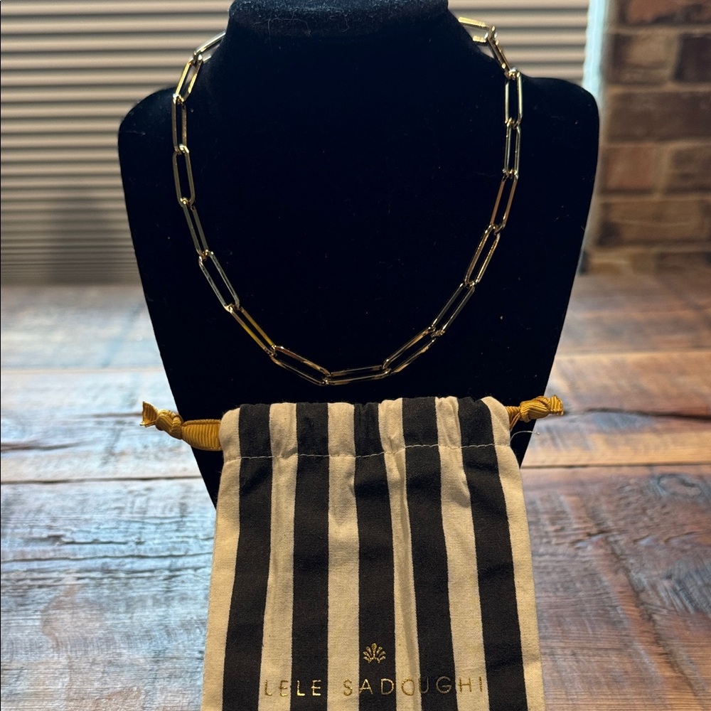 Lele Sadoughi Gold paperclip Link Necklace